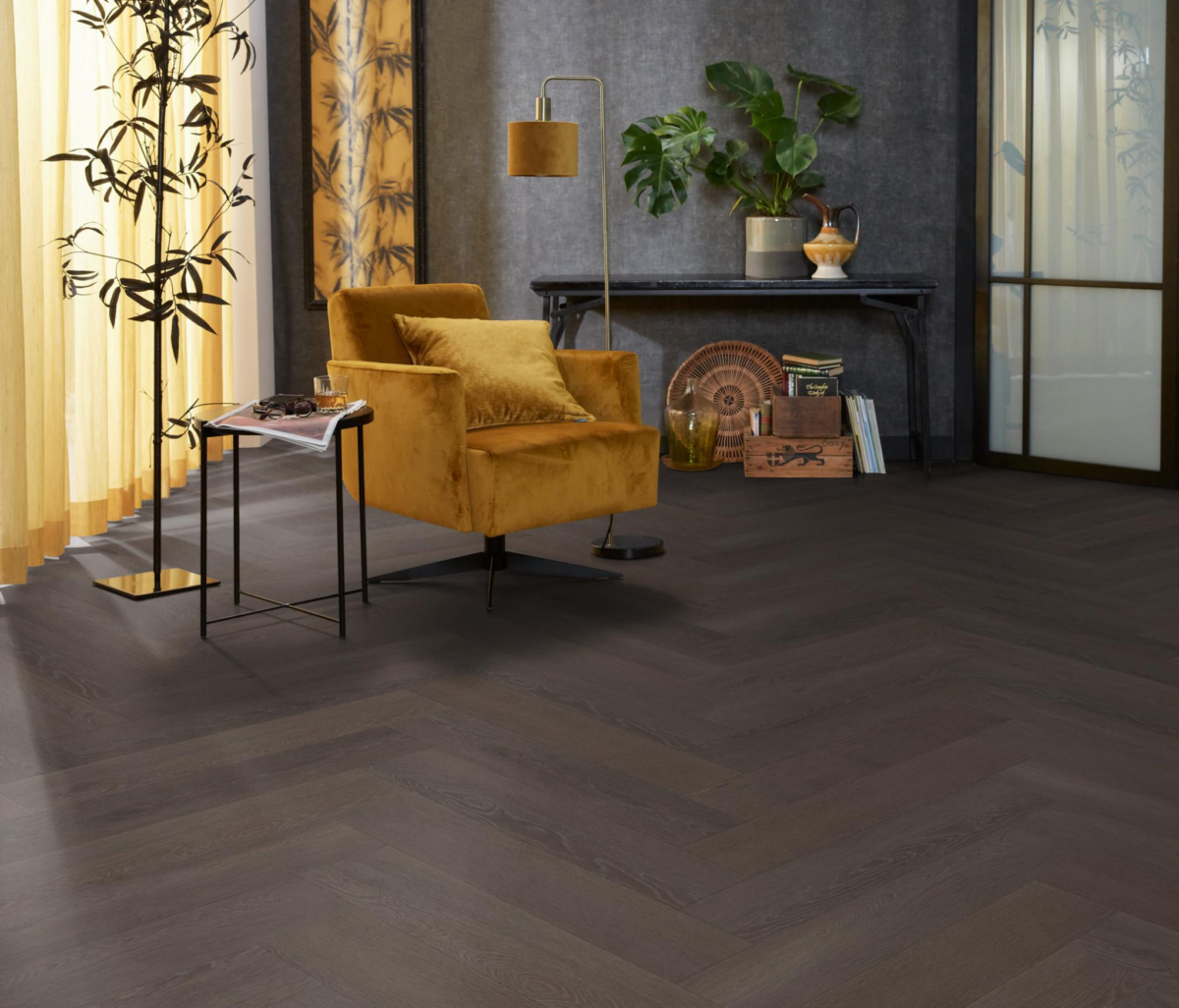 Herringbone dryback charcoal - Afbeelding 7